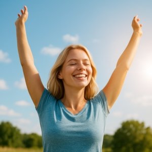 A blong girl with energy